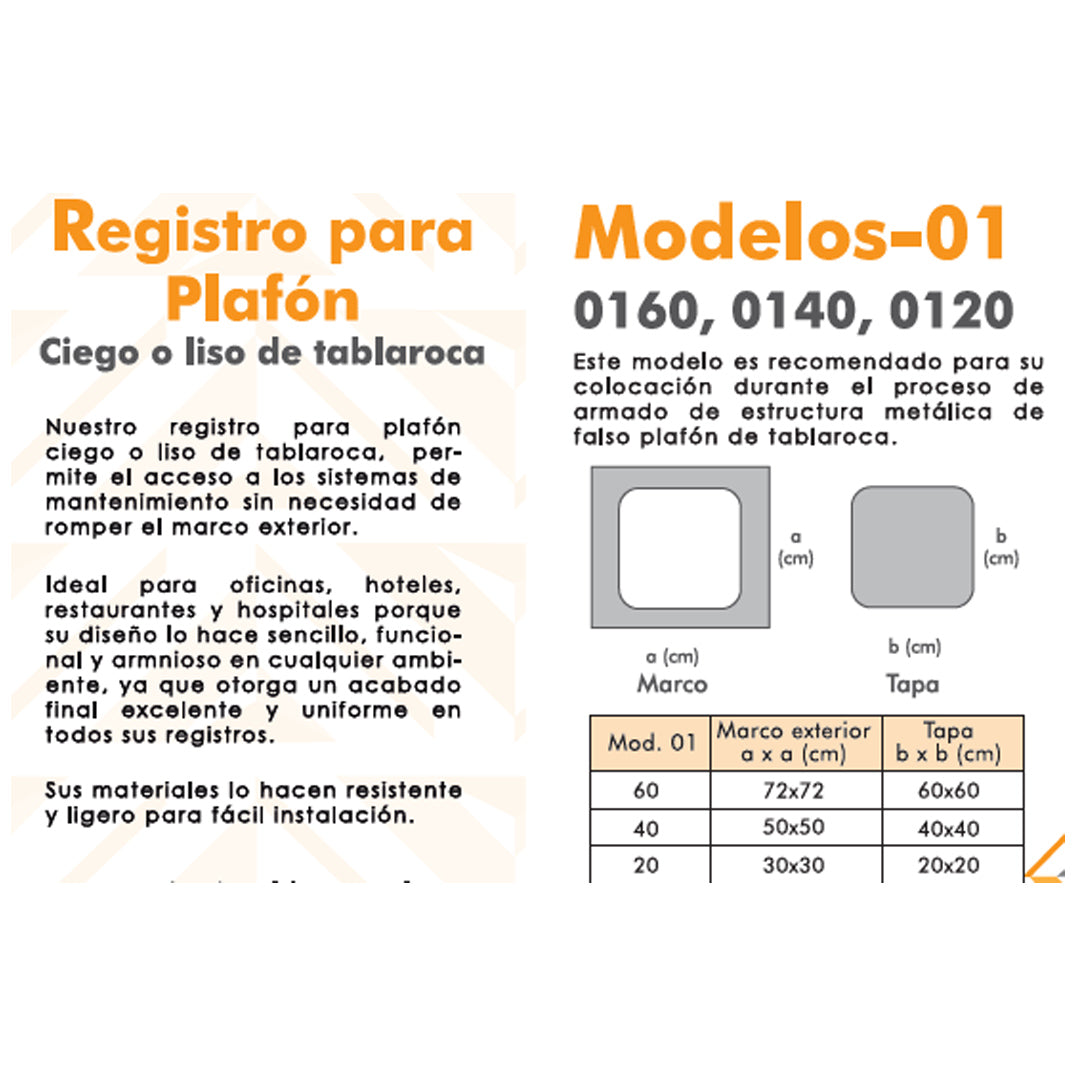 Tapa de Registro para Plafon 40x40 cm